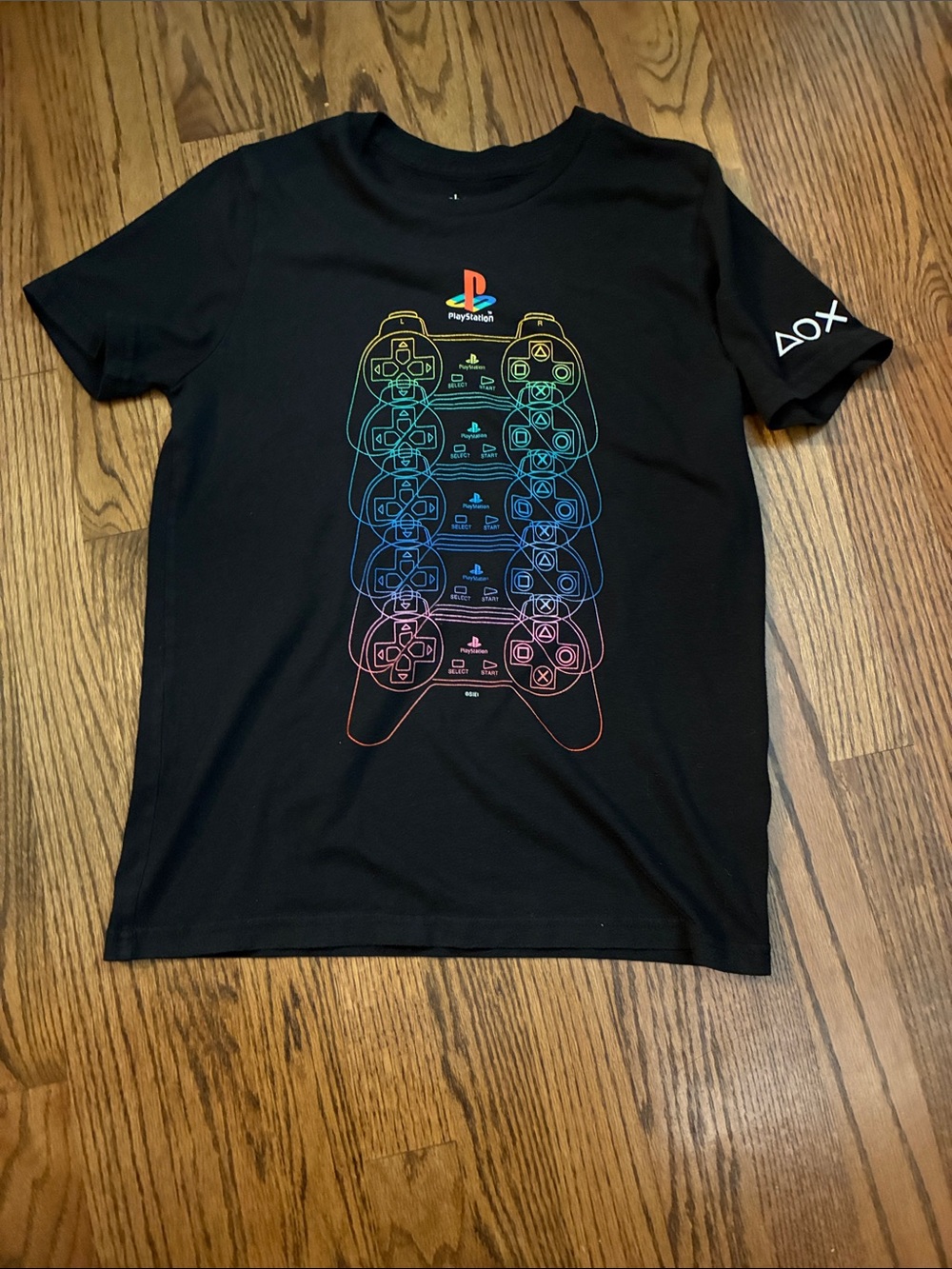 PlayStation Ambercombie black T-Shirt Rainbow Controller Graphic size 13/14